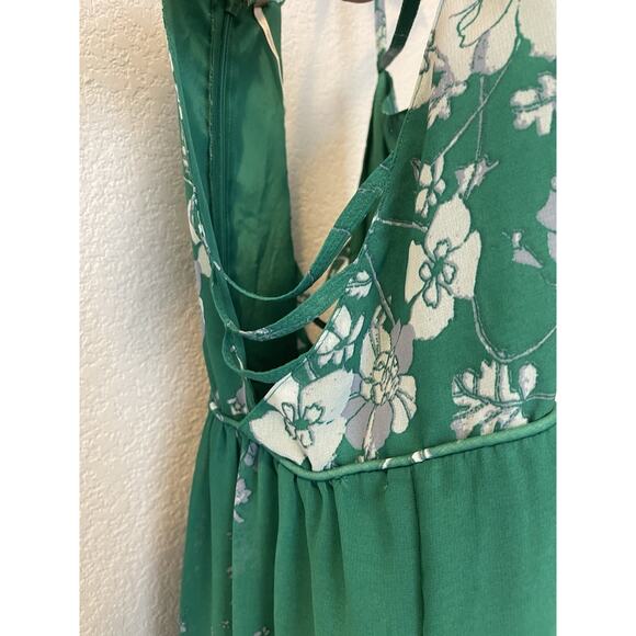 Free People Green Floral Meadow Rue Sleeveless Wide Leg Jumpsuit, Size 6 - Picture 6 of 10